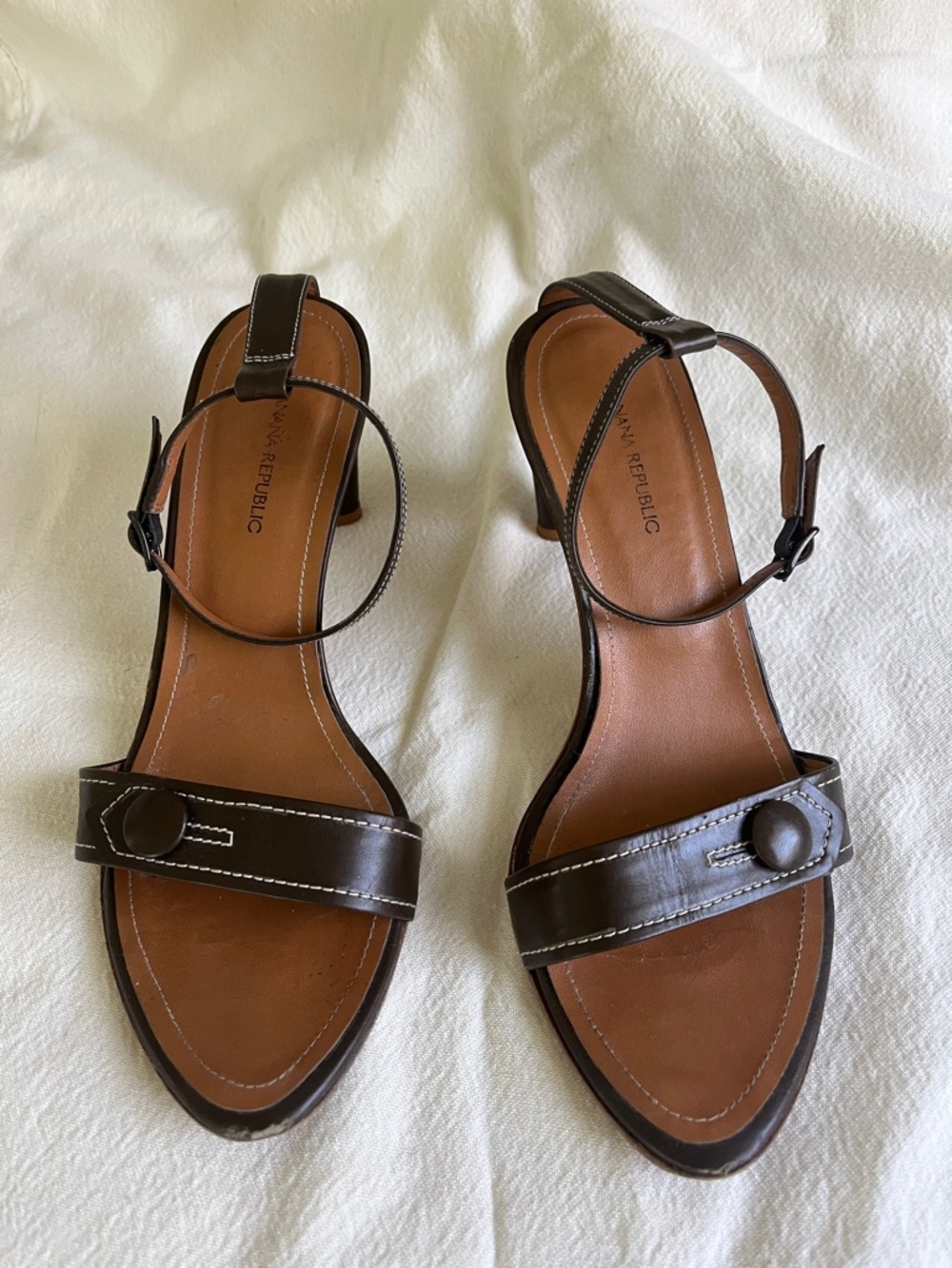 Banana Republic Dark Brown Leather Ankle-Strap Sandals